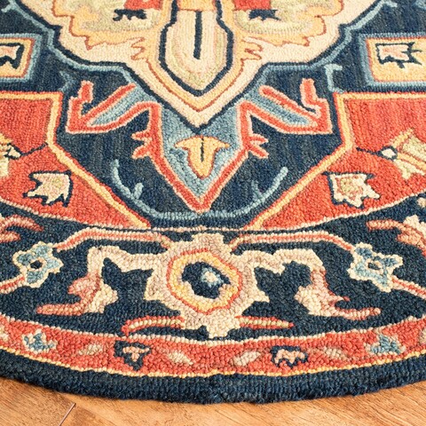 Safavieh Heritage Collection HG920Q Handmade Traditional Oriental Premium Wool Area Rug Red Navy 8' x 10' Safavieh Heritage Collection HG920Q Handmade Traditional Oriental Premium Wool Area Rug Red Navy 8' x 10'
