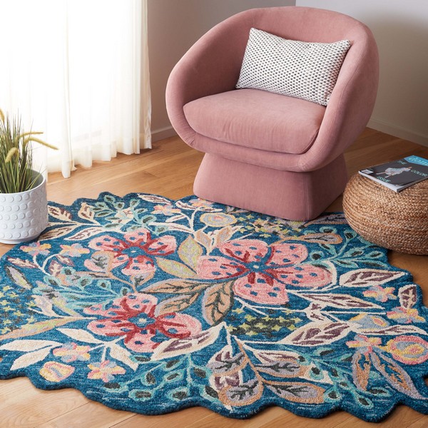 新品Tufted Jardin Rugタフテッド ジャーディンラグ61×91cm Tufted Jardin Rug タフテッド ジャーディン ラグ NAVY アンスロ