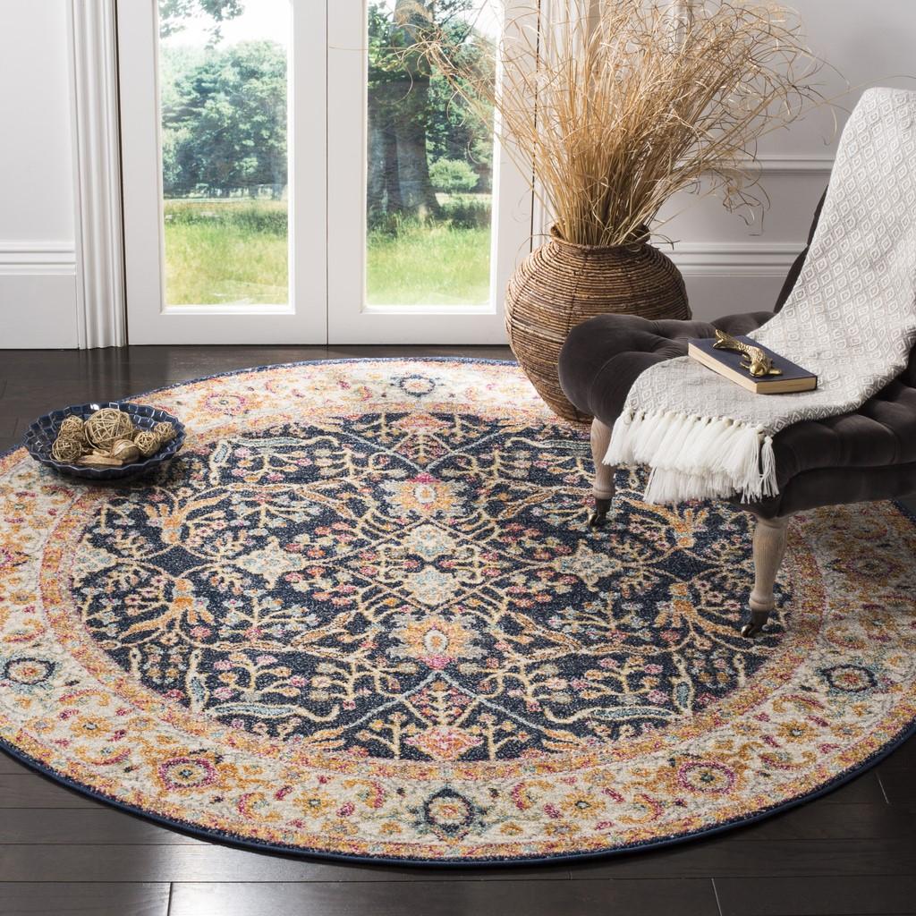 Blue & Orange Traditional Area Rug