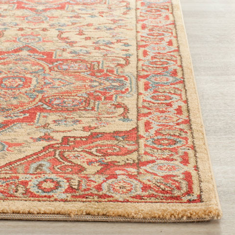 Safavieh Tappeto Runner Mahal 60x30 Cm Rosso Naturale – Design Persiano Tradizionale, Antimacchia E Anti-Pelo