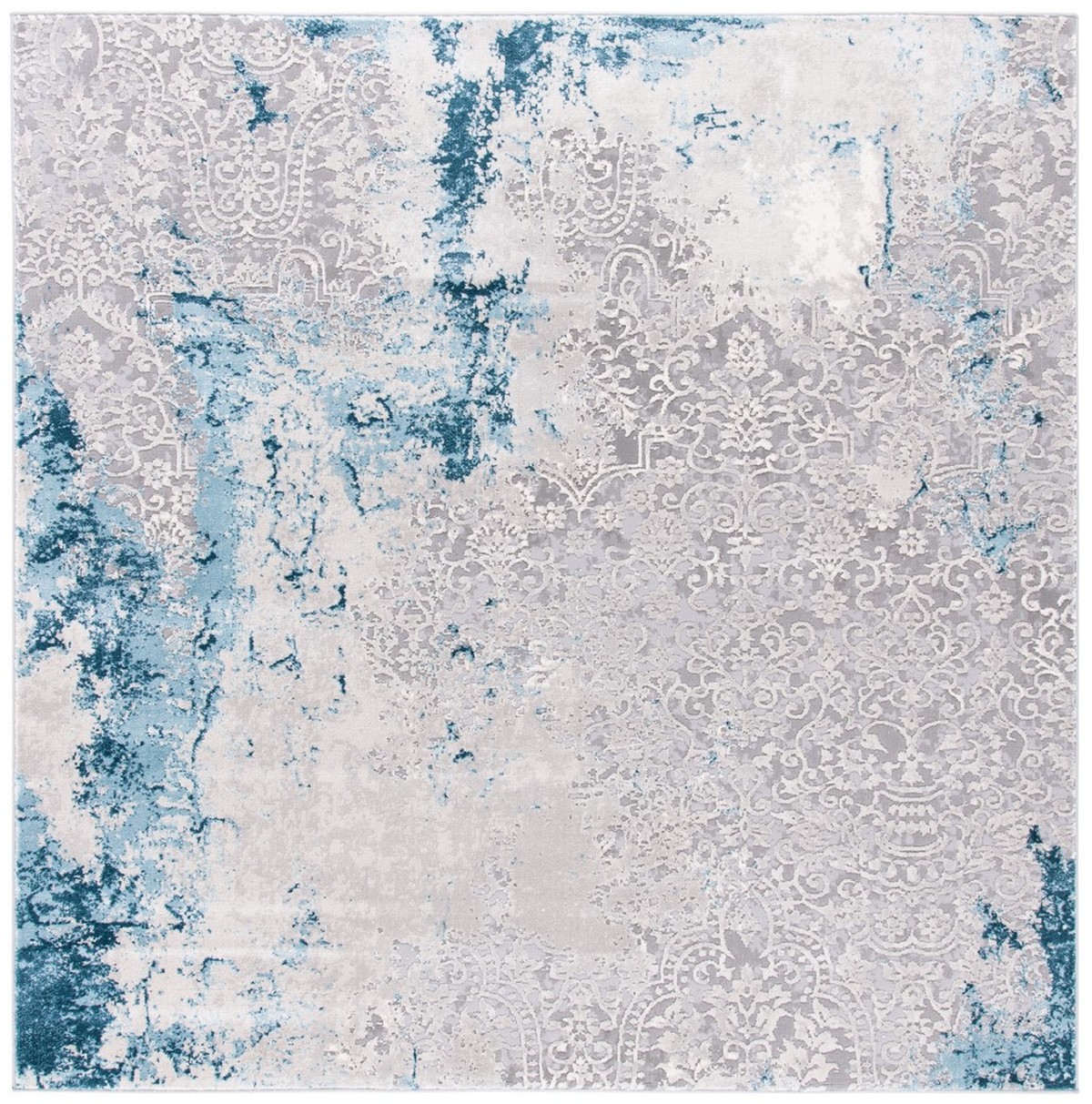 Safavieh Meadow Läufer 60x200 Cm – Modernes Abstraktes Design In Hellgrau/Blau, Weicher Flor Für Wohnzimmer & Flur
