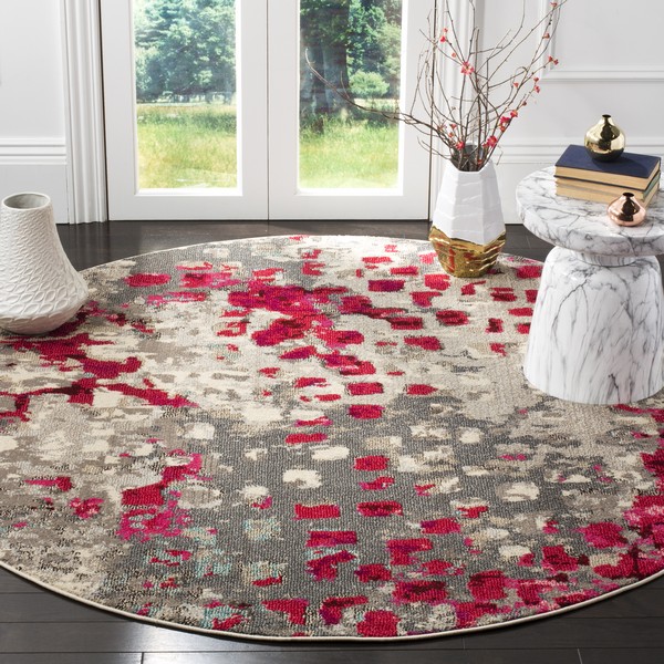 Fuchsia & Grey Watercolor Rug MNC225R