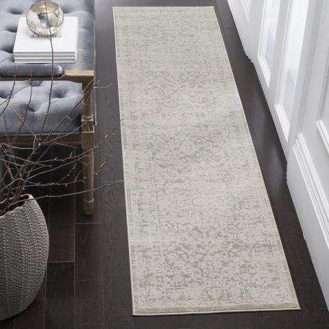 Safavieh Princeton PRN717G Tappeto Runner Vintage - 60x240 Cm, Colore Grigio/Beige, Motivo Sottile, Realizzato In Poliestere, Cotone E Viscosa, Altezza Pelo 1,3 Cm