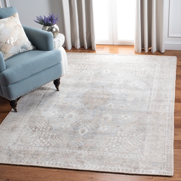 5' x 8' Safavieh Restoration Vintage Collection RVT703B Handmade Distressed Wool & Viscose Area Rug Beige Sand 5' x 8' Safavieh Restoration Vintage Collection RVT703B Handmade Distressed Wool & Viscose Area Rug Beige Sand