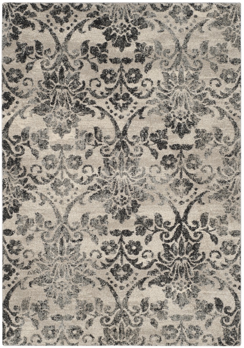 Retro Styled Rugs | Grey Floral '60's-Inspired Rug - Safavieh
