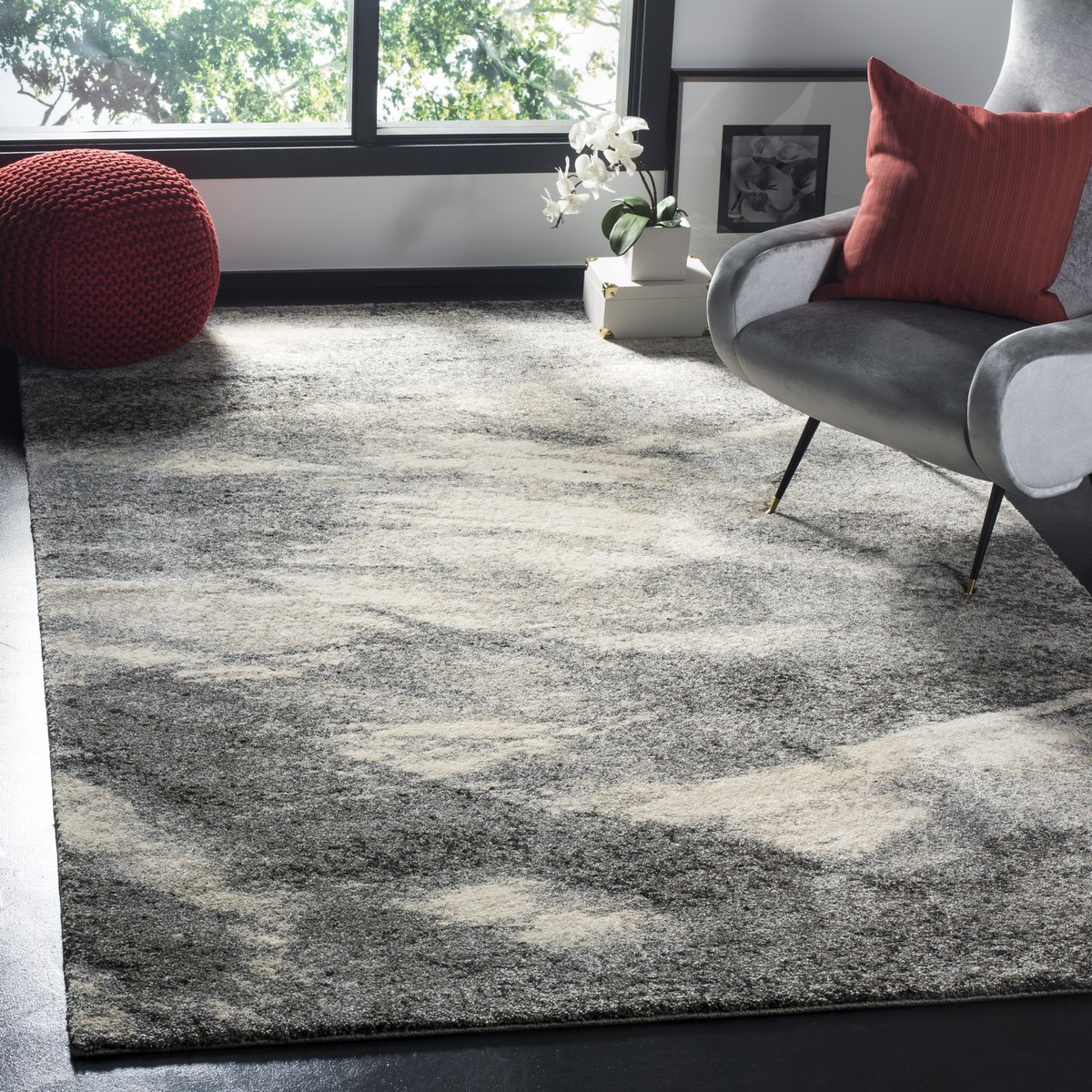 White Grey Retro Rug Rugs Collection Safavieh 6 X 9