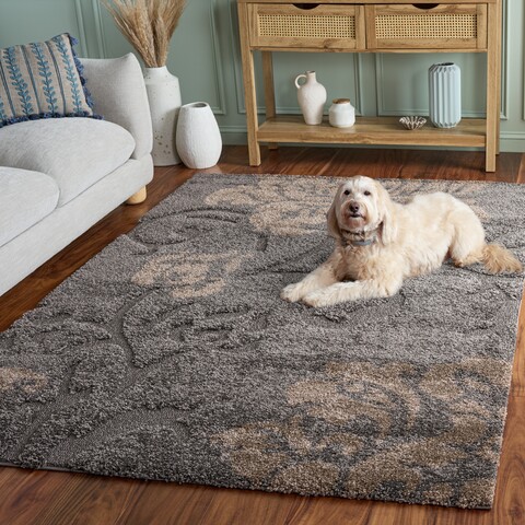 Grey Floral Shag | Florida Shag Collection - Safavieh.com