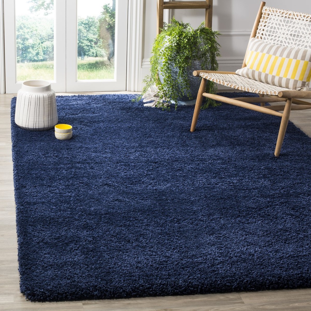 Navy Blue Shag Rug Milan Collection