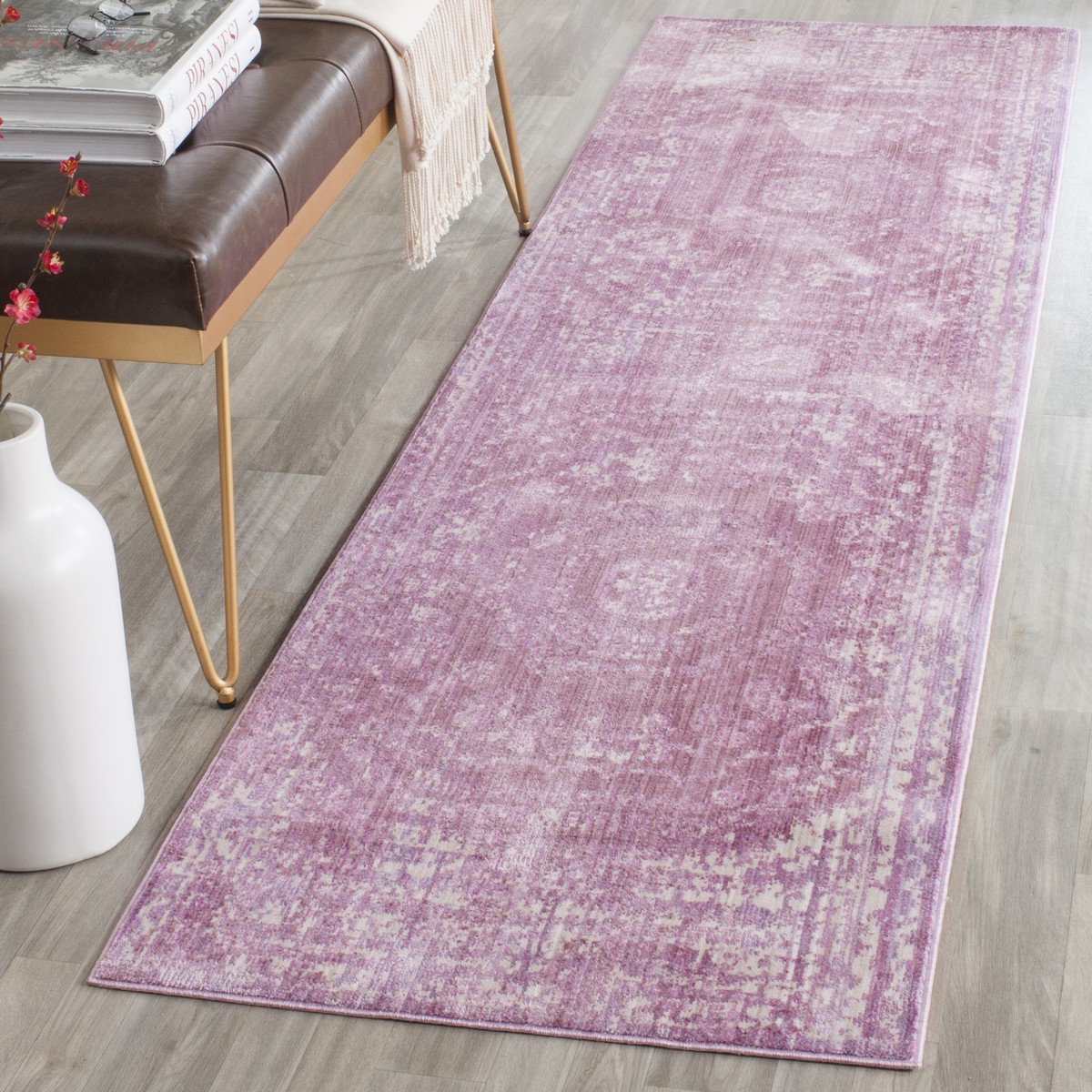 Fuchsia Watercolor Area Rug Valencia Collection Safavieh 2 3 X 8 Safavieh