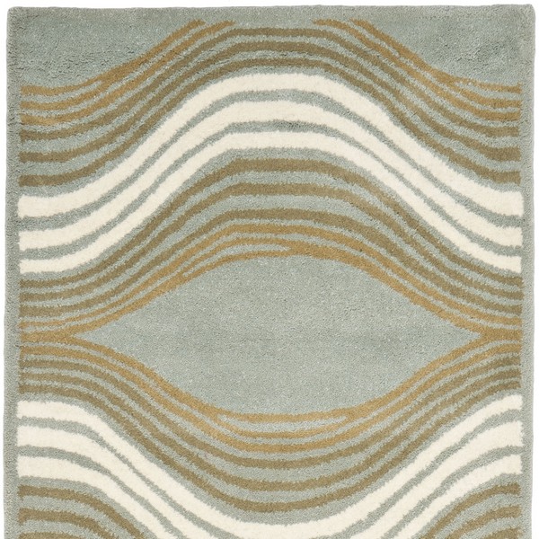 SAFAVIEH Wyndham Collection Area Rug - 7' Square, Blue & Multi, Handmade Modern Wool, Ideal for High Traffic Areas in Living Room, Bedroom ( WYD318A